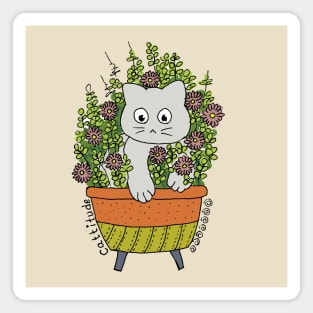 Cute cat in planter Magnet